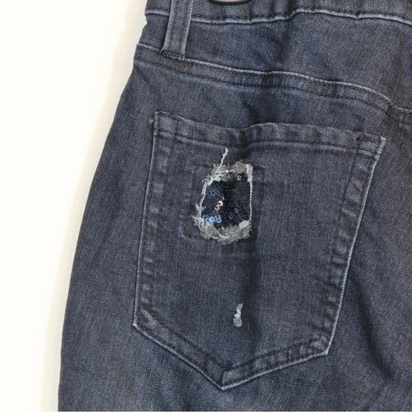 New Directions Women's Dark Wash Blue Distressed Sequin Casual Denim Jeans NWT - Picture 10 of 10